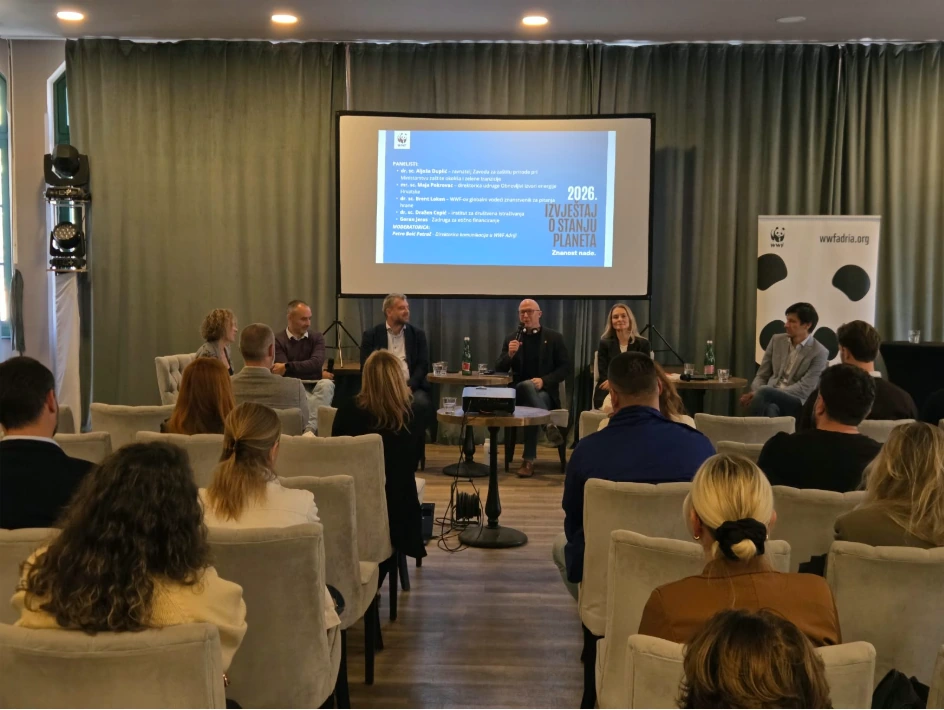 Panel rasprava pred okupljenom publikom na predstavljanju WWF-ova izvještaja u Zagrebu.